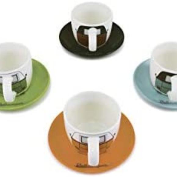 Volkswagen Samba Bus T1 Camper Van Espresso Cup 4-pc Set in Gift Box - Picture 4 of 4